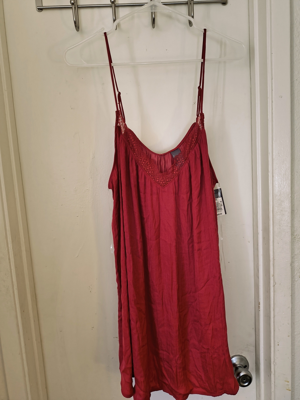 Auden Red Lace-Trim Slip Chemise